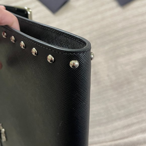 Prada Saffiano Black Leather Oversized Cluch 2VF008 - Picture 7 of 15